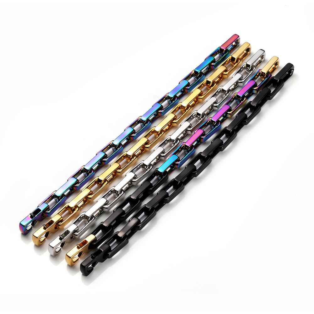 TOPGRILLZ 10mm Stainless Steel Bracelet Color Matching Gold Plated Stitching Bracelet Hip Hop Rock Fashion Jewelry Gift For Men