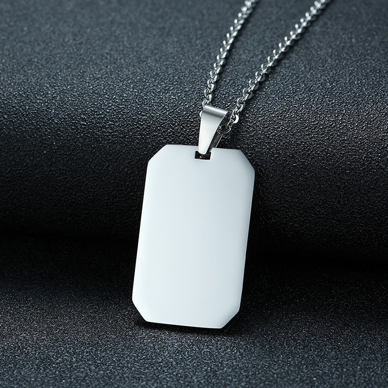 Stainless Steel Double Dog Tag Necklace for Men High Polished Pendant ID Men Jewelry 24&quot; Chain Necklace