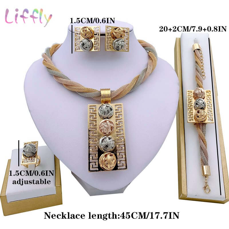 Liffly Mode Indian Sieraden Sets Afrikaanse Sieraden Set Kwastje Bridal Wedding Party Elegante Vrouwen Ketting Armband Oorbellen Ring