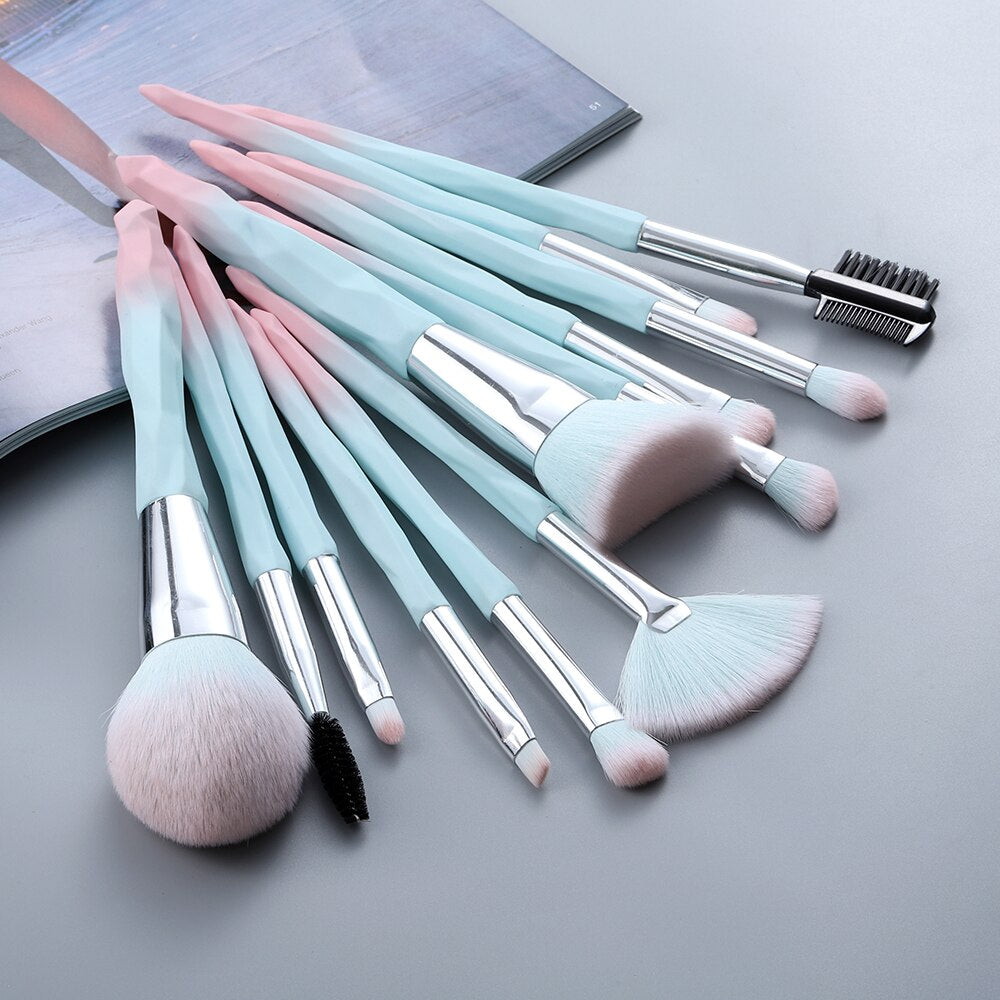 FLD 13/5 pcs Blue Makeup Brushes Set Face Eye Lip Eyeshadow Eyebrow Comb Eyelash Spoolies Foundation Powder Brush Tools Cosmetic