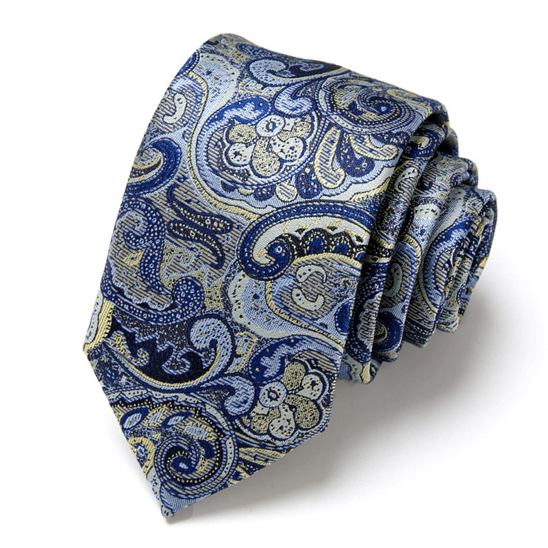 New Style Fashion Men's Tie 7.5cm Blue Necktie Green & Orange Silk Gravatas For Men Paisley Floral Fit Wedding Workplace Slim