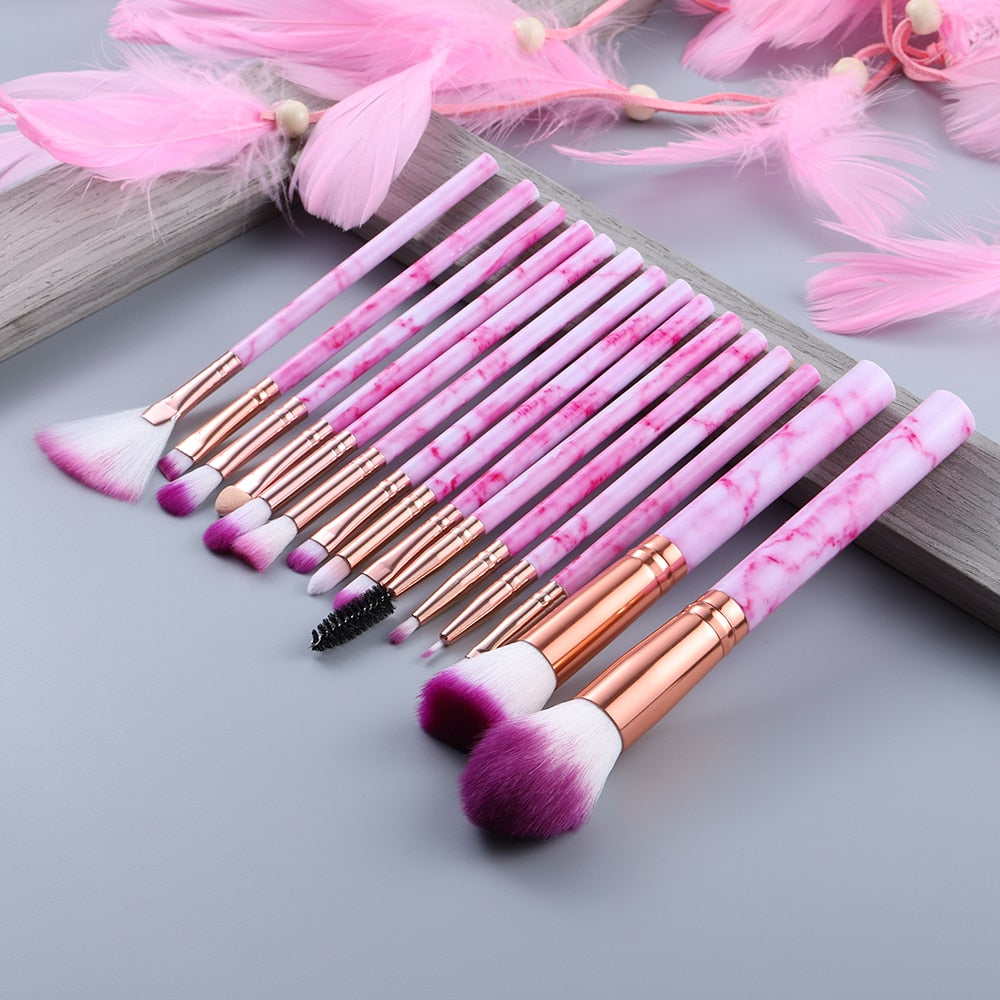 FLD 5-15Pcs Makeup Brushes Tool Cosmetic Set Beauty Powder Foundation Eye Shadow Eyebrow Fan Blush Blending Make Up Brush Kit