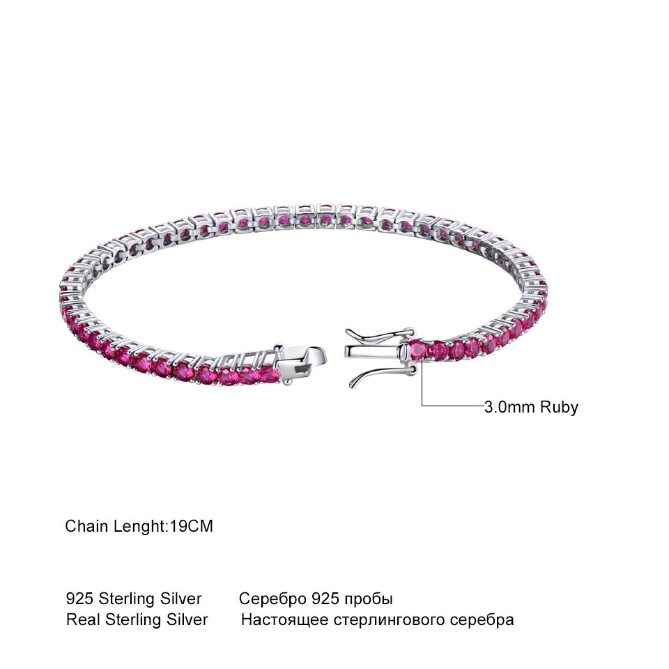 UMCHO Rich Color Created Ruby Bracelet  For Women 925 Sterling Silver Jewelry January Birthstone Romantic Wedding Fine Jewelry