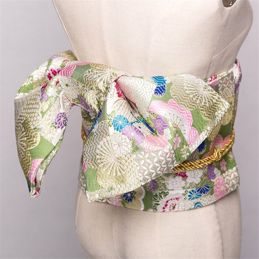 14Colors Traditional Japanese Yukata Kimono Obi Belt Floral Print Cummerbunds Bow-knot Noble Retro Japanese Waistband