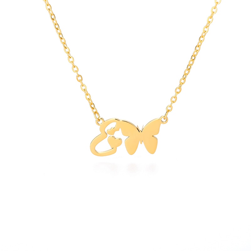 Butterfly Initial Necklace For Women Stainless Steel Gold Color A-Z Letter Necklace Pendant Bijoux Femme 2020 Boho Jewelry Gift