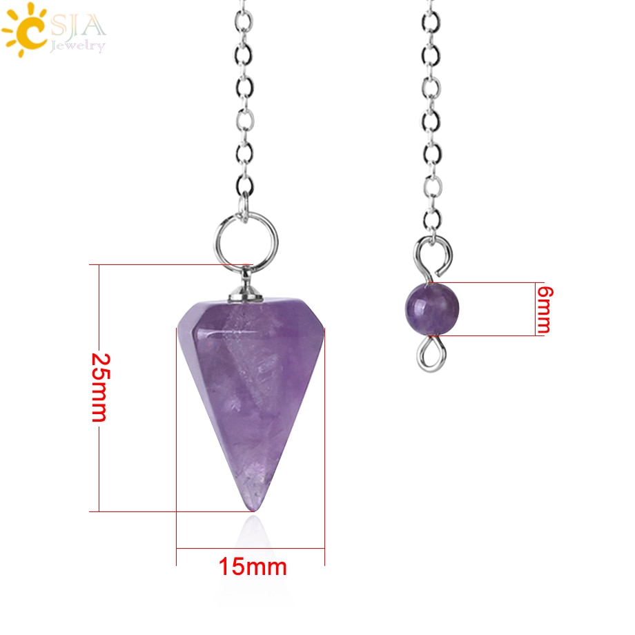 CSJA Reiki Healing Pendulums Radiesthesia Natural Stones Pendant Amulet Crystal Pendulum for Men Women Pendulos Small Size  F366