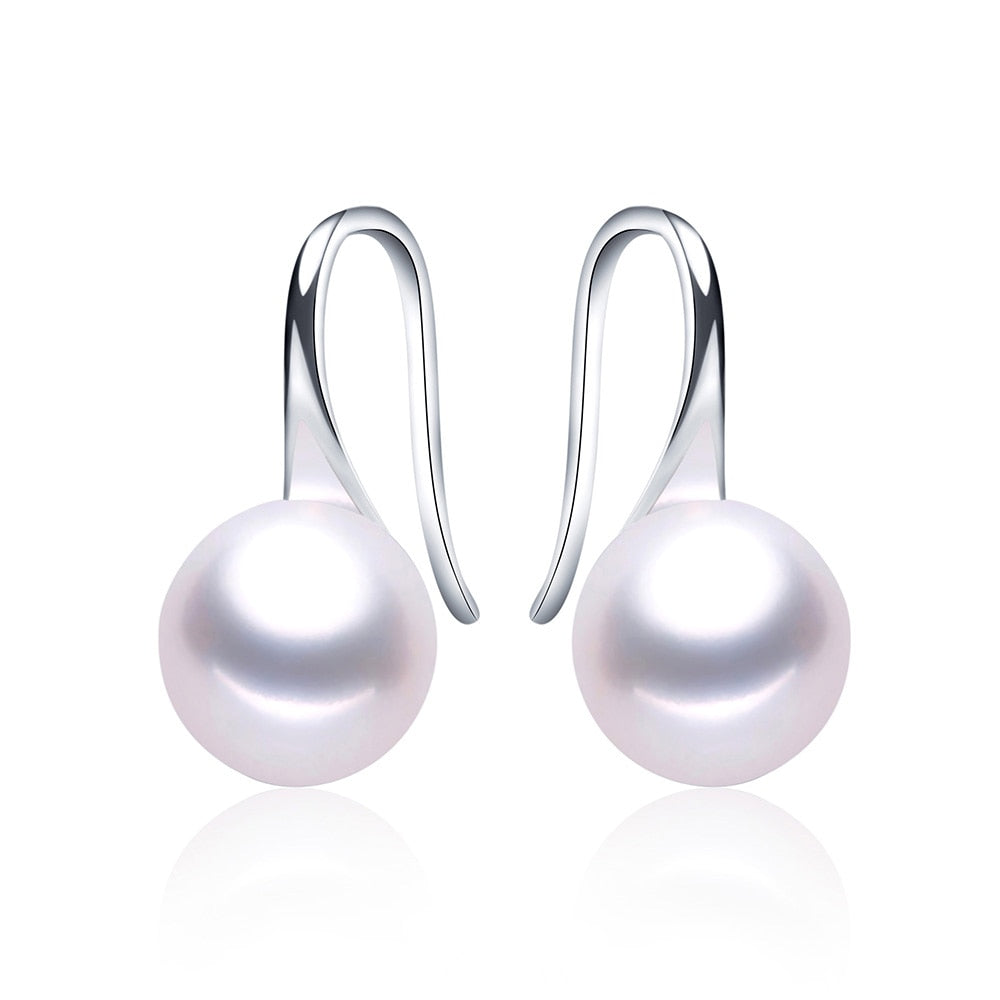 New Hot selling Hook Earrings for women white black Real Pearl jewelry 925sterling silver accessories gift with box