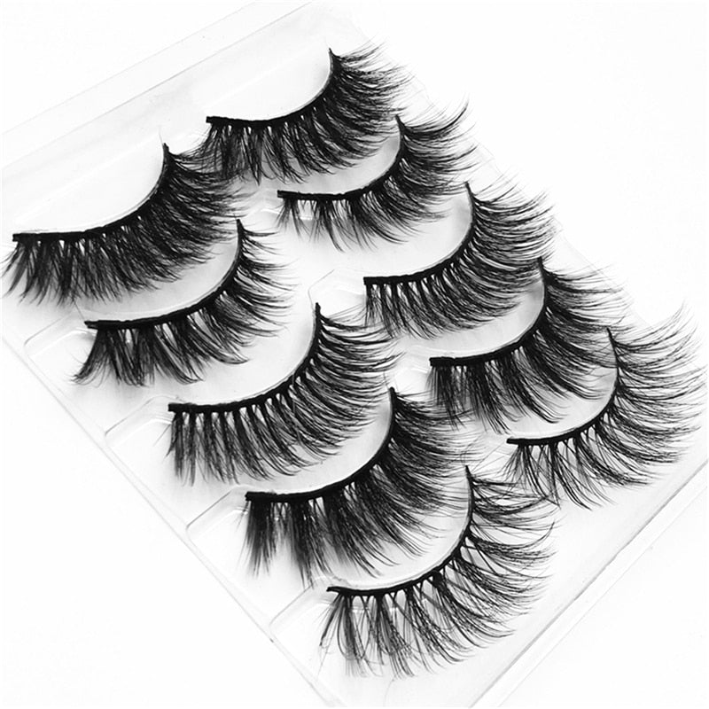 5/8 Pairs 20mm Mink Lashes 3D Natural False Eyelashes Fluffy Faux Mink Eyelashes Wispies Long Extension Eyelashes Pack Maquiagem