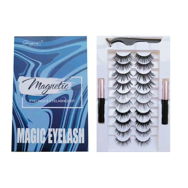 Mix 1/3/5/7/10 Pairs Eye Makeup Magnet Lashes Magnetic False Eyelashes Liqiud Eyeliner Beauty Kit Mink Eyelash Wholesale