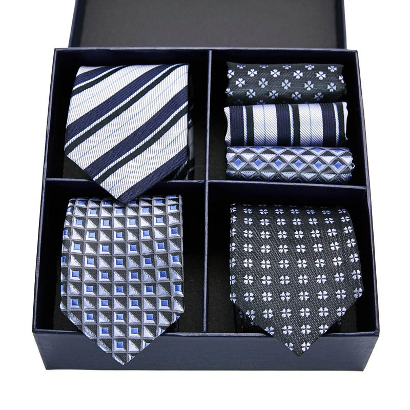 Gift box packing Silk Ties For Men Novelty Hanky  Set 3 Styles  Men's Tie Formal Red Cravat for Wedding Business Necktie