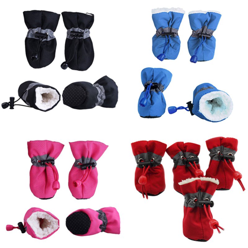 4pcs Antiskid Pet Dog Shoes Pet Protection Soft-soled Puppy Chihuahua Cat Shoes Winter Prewalkers Soft Supplies Pet Paw Care