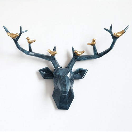 Resin 3d Big Deer Head Wall Decor for Home Satue Decoration Accessories Abstract Sculpture Modern Animal Head wall Decoration