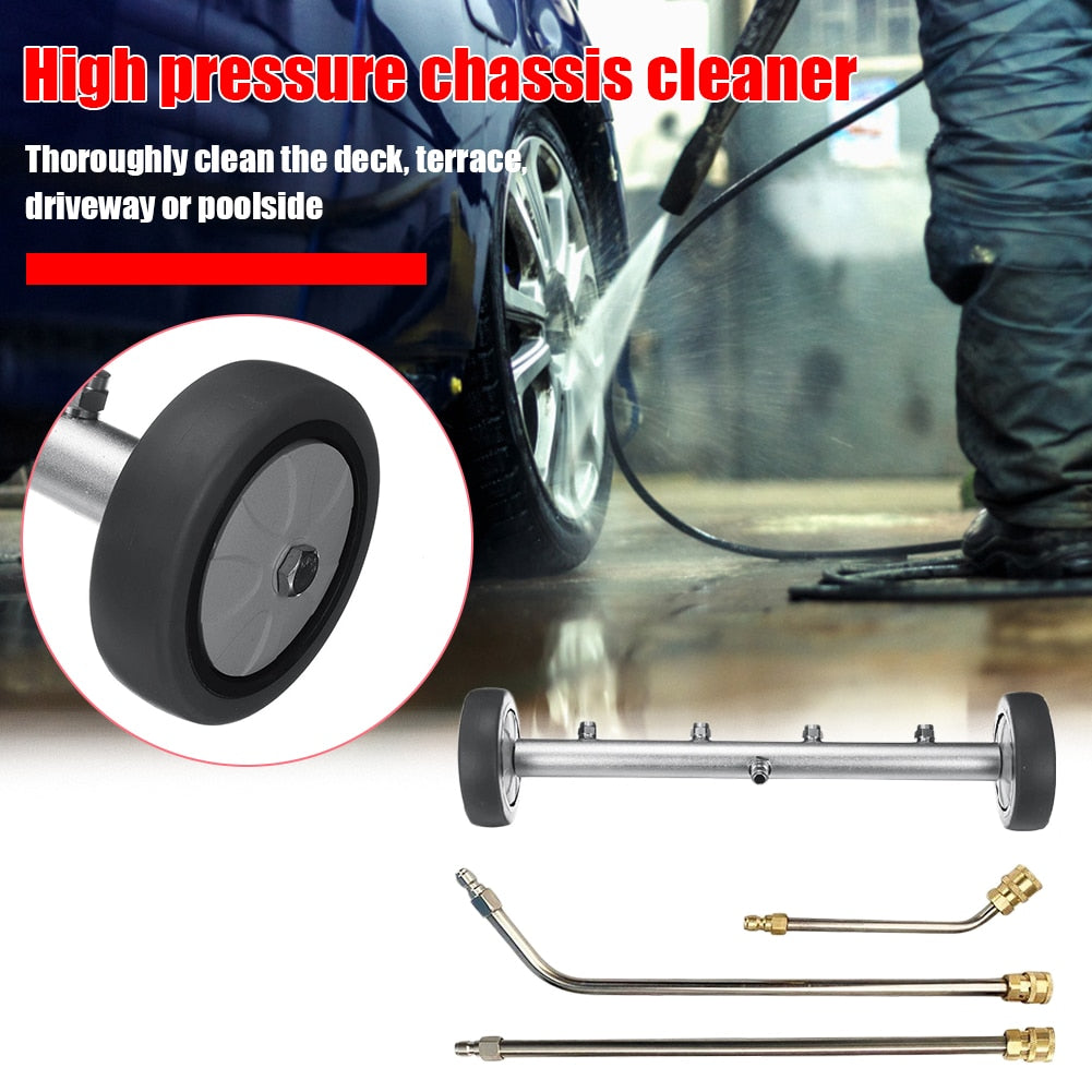 16 inch High Pressure Washer Undercarriage Cleaner 1/4 Quick Connector 4000PSI Under Car Chassis Water Broom w/ 3 Extension Wand