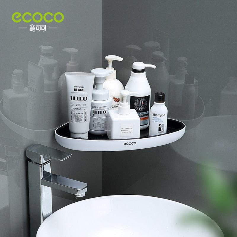 ECOCO Bathroom Storage Shelf Shower Snap Up Corner Shelf Shampoo Holder Basket Shelf Wall Shelves for Shelving Kitchen