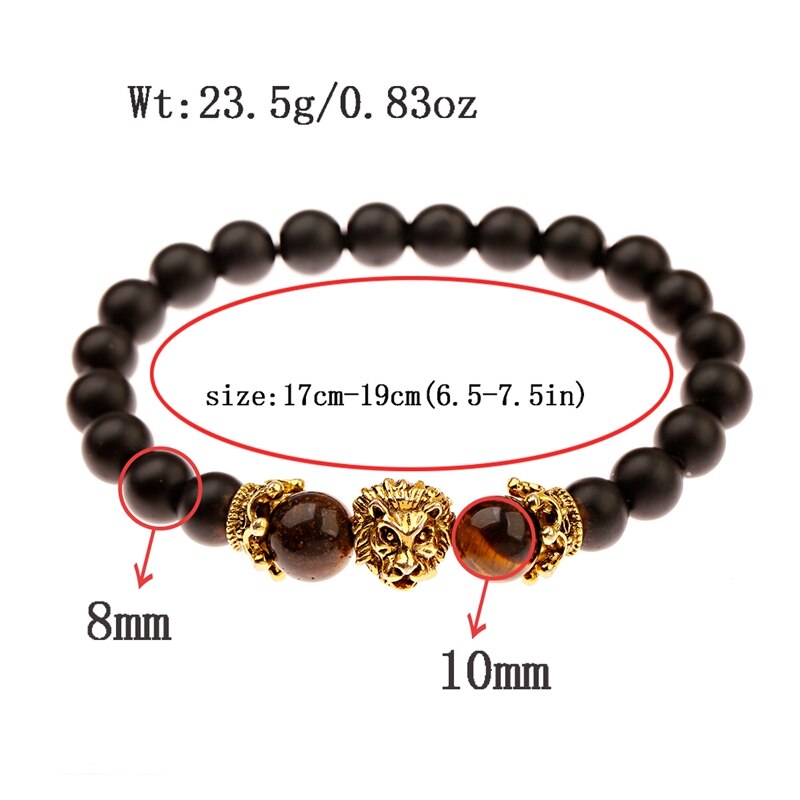 Classic Crown Lion Bracelet Men Fashion Tiger Eye Onyx Stone Handmade Beaded Charm Bracelet For Women Jewelry Pulsera Hombre