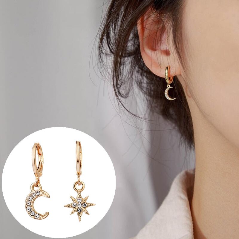 2022 New Crystal Flower Drop Earrings for Women Fashion Jewelry Gold Colour Rhinestones Earrings Gift for Party Best Friend