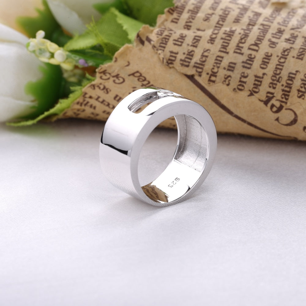 Women Silver Ring. Authentic 925 Sterling Silver Move Stone Wedding Rings For Women Engagement Sterling Silver Luxury Jewelry.