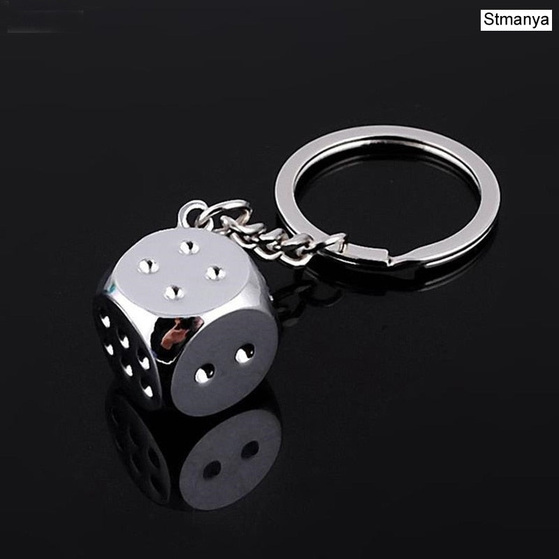 New Dice Key Chain Metal Personality Dice Poker Soccer Guitar. Model Alloy Keychain Gift Car Key Ring.