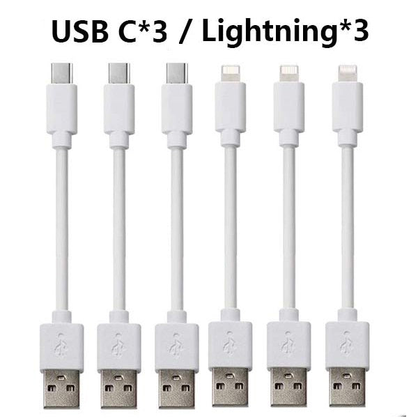 White 6PCS Short Cable 25CM Micro USB Type C Wire Charging Cord For iphone Android 2A Fast Charge Mobile Phone Charger Station