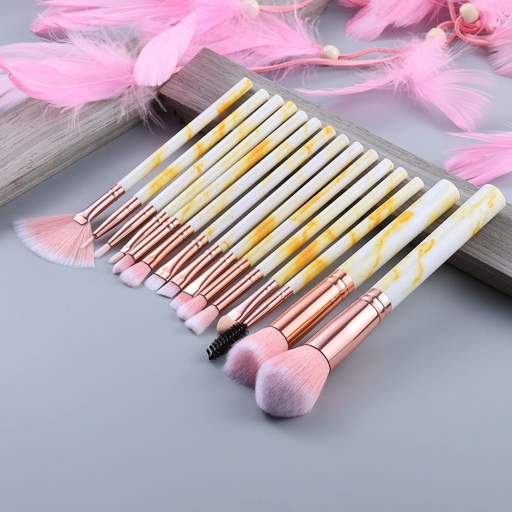 FLD Professional Makeup Brush Set Tools Powder Foundation Eyeshadow Lip Eyeliner Blush Marble Face Makeup Brushes