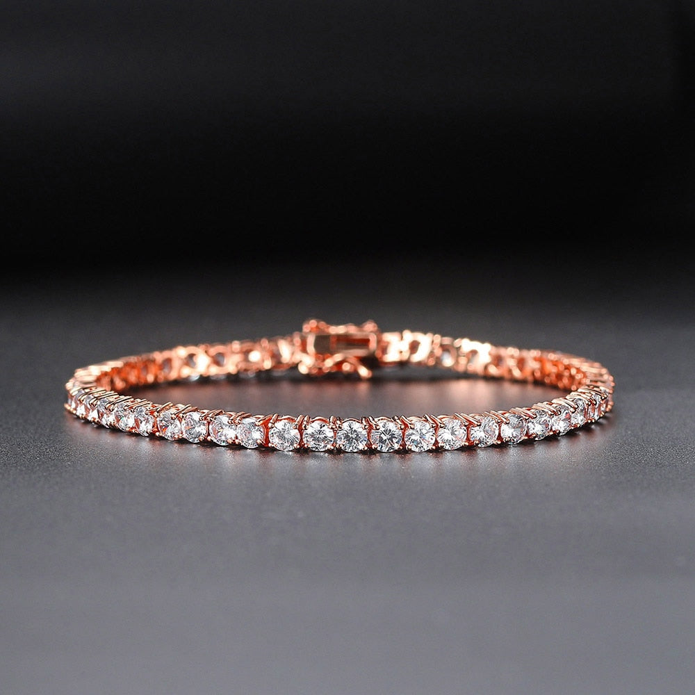 Iced Out Crystal Tennis Bracelet for Women Punk Hiphop Luxury AAA+ Cubic Zirconia Wedding Gold Color Hand Chain Jewelry OHH118