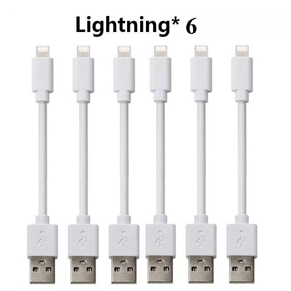 White 6PCS Short Cable 25CM Micro USB Type C Wire Charging Cord For iphone Android 2A Fast Charge Mobile Phone Charger Station