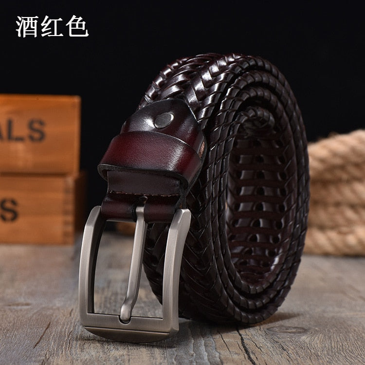 New Braided Belt for Men's Woven Belt Luxury Genuine Leather Cow Straps Hand Knitted Designer Men for Jeans Girdle Male Belts