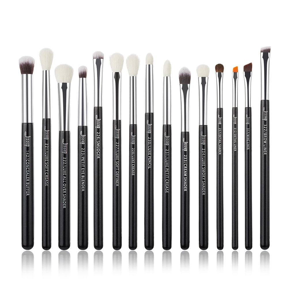 Jessup Makeup Brushes Set 15pcs Eye Brushes set Natural-synthetic Eyeshadow Eyeliner Eyebrow Blending Pearl White T217