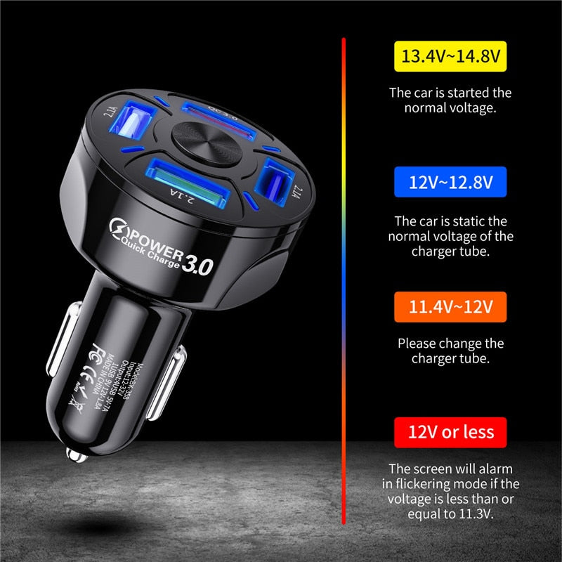 USLION 4USB Quick Car Charger For Mobile Phone Universal Dual Usb  Adapter For iPhone 11 Pro Max Mini Adapter For Xiaomi Samsung