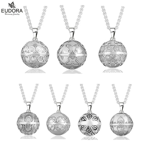 Eudora Angel Caller 20mm copper Carve flower star heart round Harmony Ball Ringing Chime Pendant Necklace Jewelry Pregnant Gift