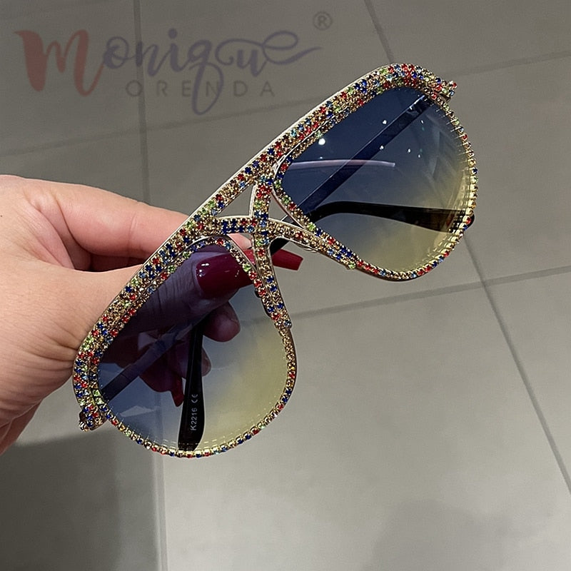 Sunglasses Women 2022 Rhinestone Oversized Sun Glasses Men Luxury Designer Eyeglasses Oculos De Sol Feminino