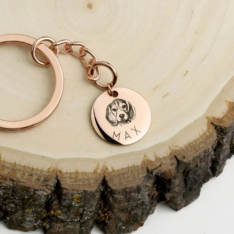 Custom Pet Keychain Stainless steel Custom Dog Keychain Personalized Gift for Dad Fathers Day Gift Dog Mom Dog Dad Gift Grandpa