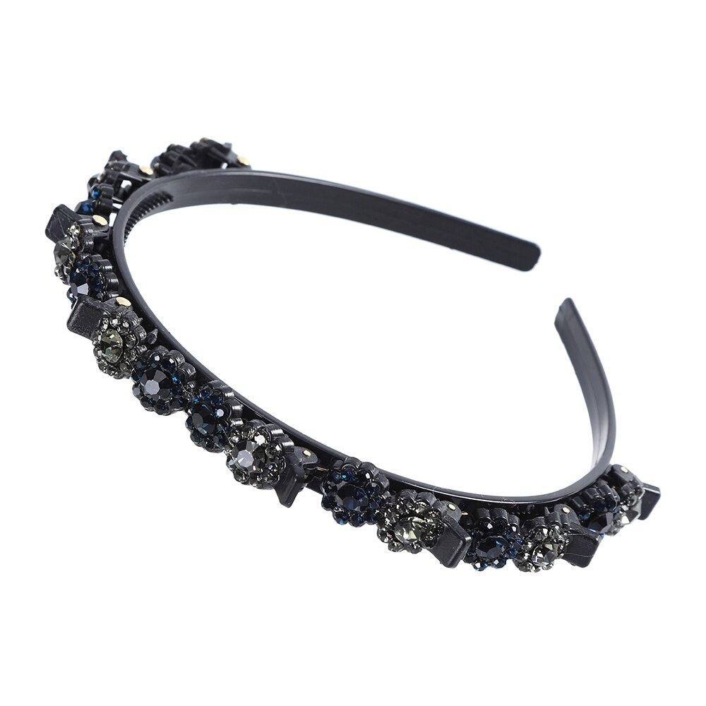 AWAYTR Hairbands Non-slip Bezel Colorful Rhinestone Flower Water Ripple Hair Hoop Headband for Women Hair Band Hair Accessories