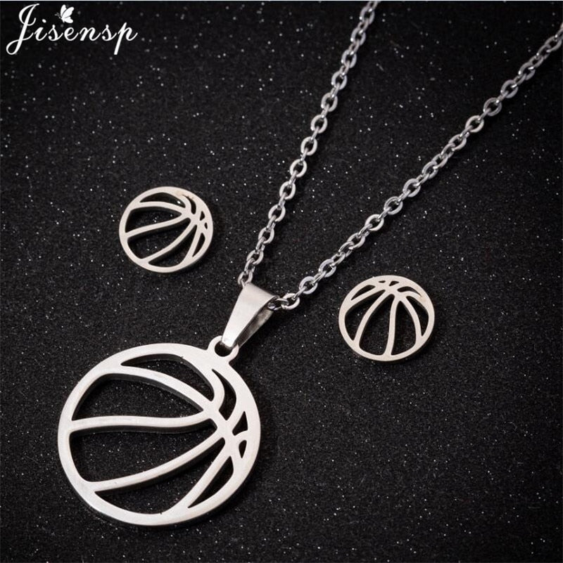 Jisensp Volleyball Jewelry Necklace for Women Men Stainless Steel Chain Necklaces Pendants Sports Fan Necklace Best Gift