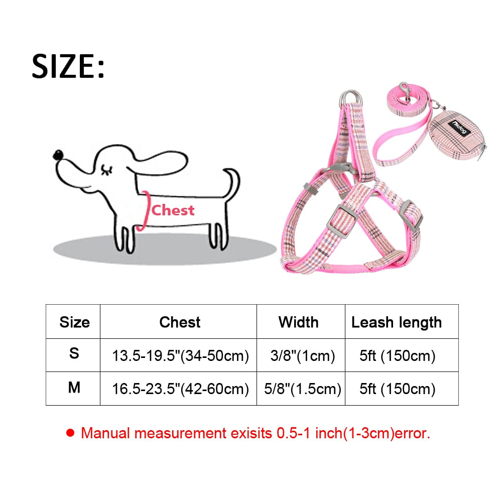 Cute Dog Harness Adjustable Nylon Pet Puppy Chihuahua Harness Vest Dog Leash Set Pink For Small Medium Dogs Cats Pet Products