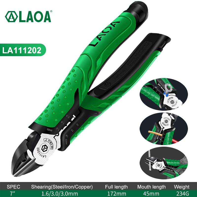 LAOA Wire Cutters Industrial Grade Hand Pliers Household Sets Multifunctional 7 inch Electrician Long Nose Diagonal Pliers