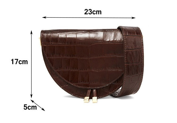 NIGEDU Women Crossbody Bag Fashion Crocodile Semicircle Saddle Bags PU Leather Shoulder Bags for female Handbags designer bolsas