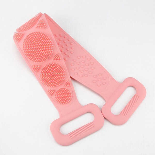 Silicone Gel Scrub Bath Brush Strip Massage Back Rubs Bathing Tape Long Back Rubbing Sided Silicone Scrub Body Skin Bathroom