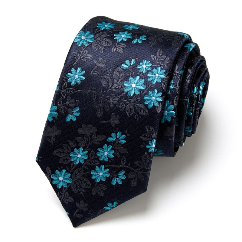 New Style Fashion Men's Tie 7.5cm Blue Necktie Green & Orange Silk Gravatas For Men Paisley Floral Fit Wedding Workplace Slim