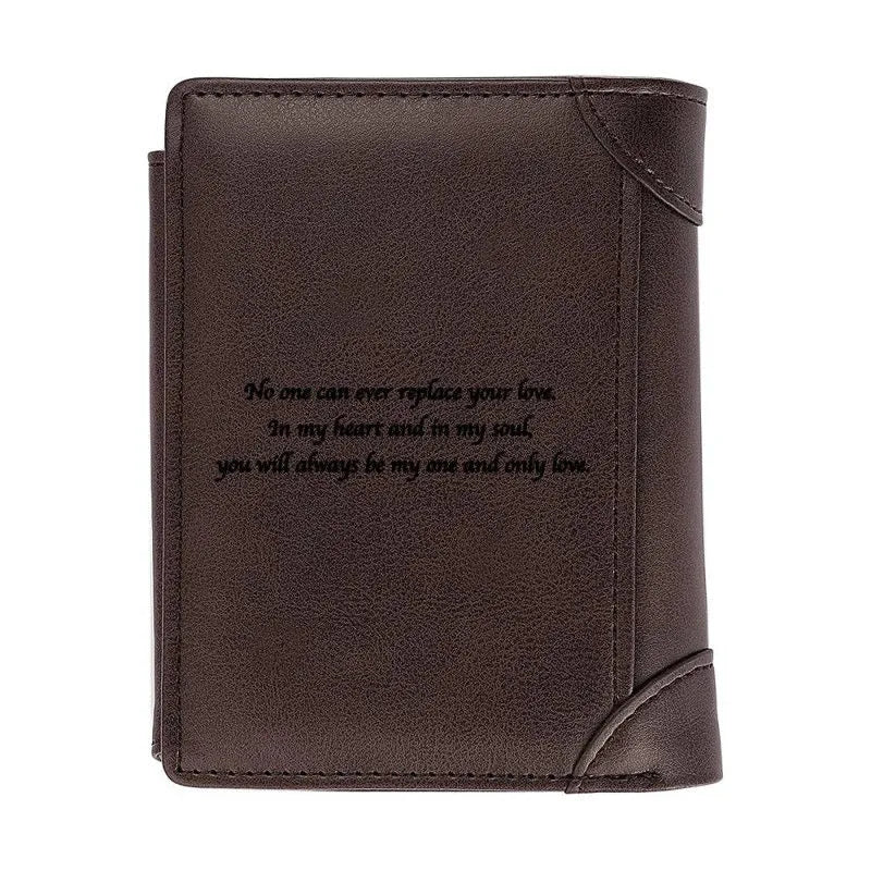 Zciti Custom Wallet Mens Short PU Leather Wallets Double-Sided Personalized Picture Text Multi-Card Position Multifunction Purse