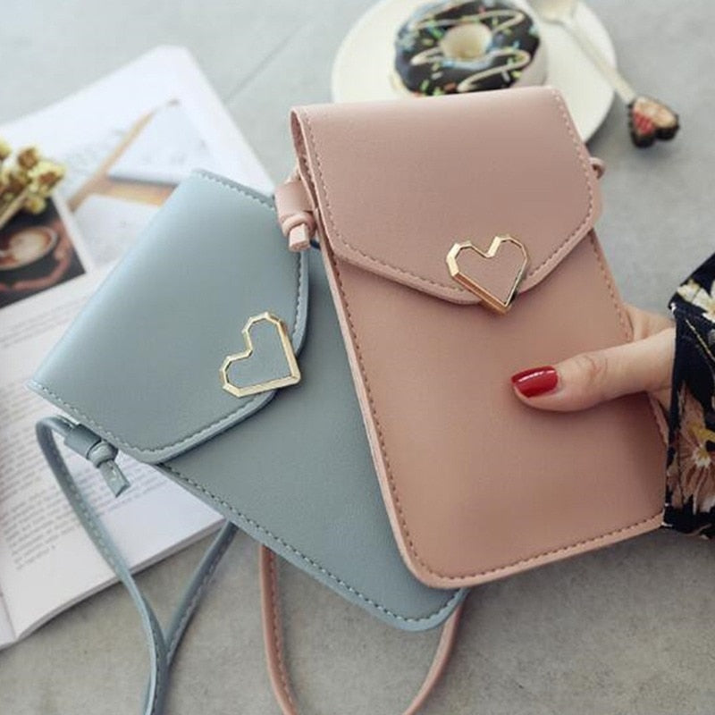 Transparent Touch Screen Retro Simple Mobile Phone Bag Women PU Chain Messenger Bags Small Flap Bag Mini Shoulder Bag Wallet