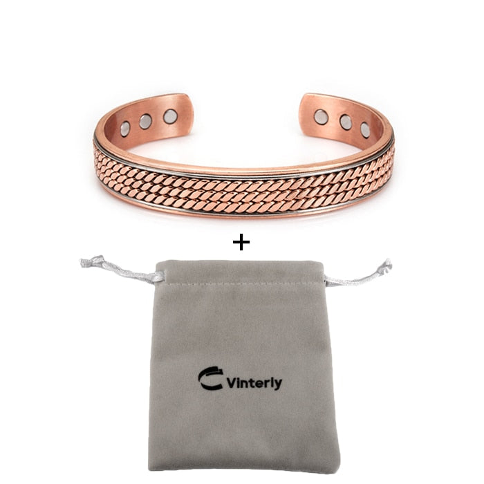 Twisted Pure Copper Bracelets Men Health Energy Magnetic Bracelet Benefits Men Adjustable Cuff Bracelets Bangles Health Copper