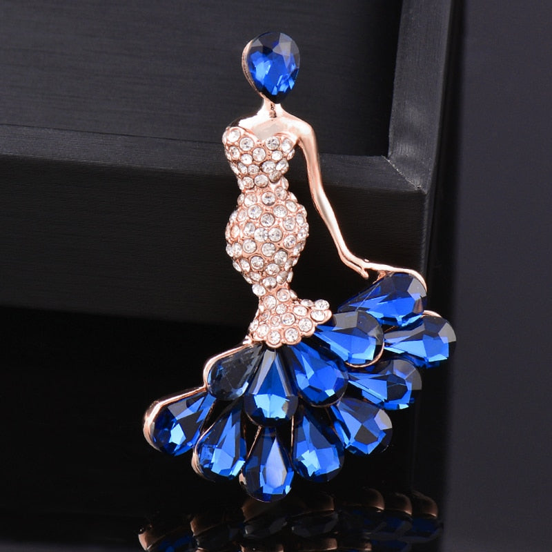 SINLEERY Chic Blue Cubic Zircon Brooch Elegnat Lady Brooch For Women Silver Color Accessories Fashion Jewelry ZD1 SSB