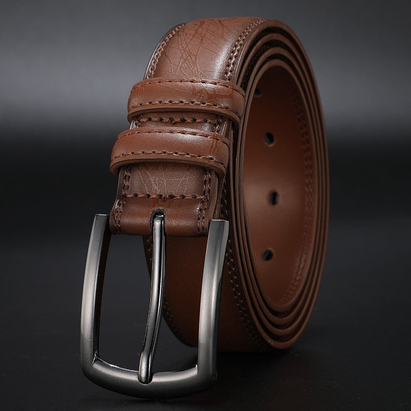 New Fashion Men&#39;s Genuine Leather Belts Designer Belt for Man Pin Buckle with Leather Strap Business Dress Male Belts HQ091