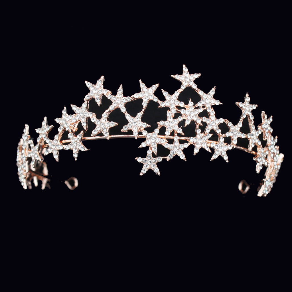 Crystal Star Tiara Crown Wedding Bridal Rhinestones Crown Headband Bride Headdress Headpiece Women Girl Hair Jewelry Accessories