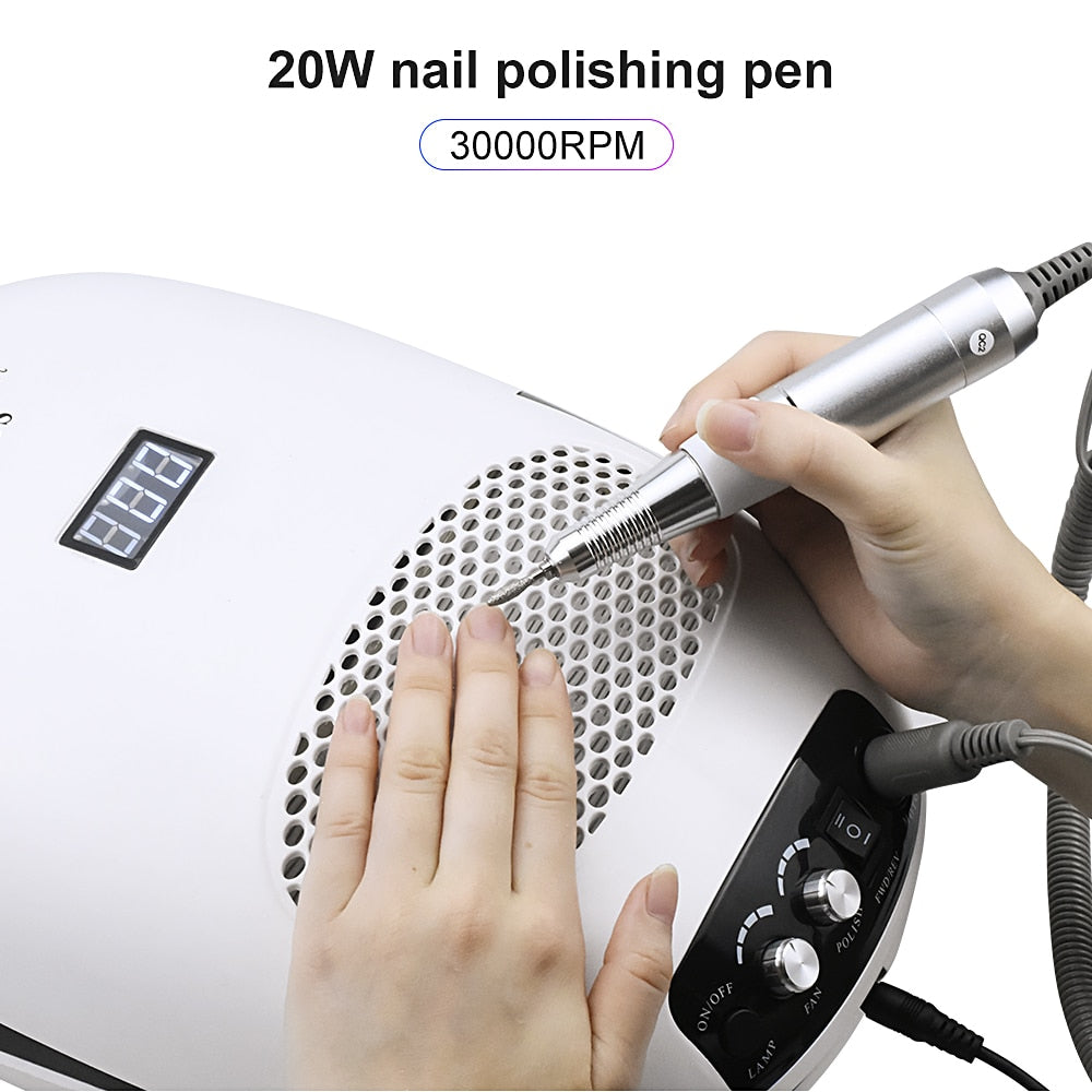 140W 3 IN 1 Nail Lamp Dryer Electric Nail Drill Machine With Nail Dust Suction Collector Vacuum Cleaner Nail Art Equipment