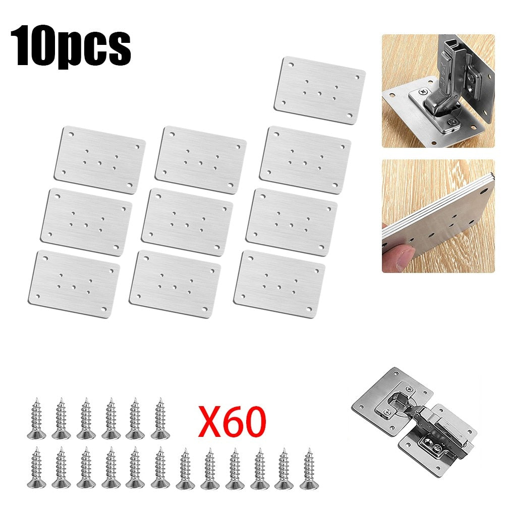 2/4/10/20pcs Stainless Steel Hinge Repair Plate For Cabinet Furniture Hinges Mounting Tool Kitchen Cupboard Door Fixing Plate