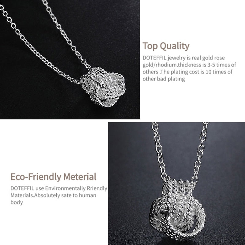 DOTEFFIL 925 Sterling Silver 18 Inch Tennis Pendant Necklace For Women Fashion Wedding Engagement Party Charm Jewelry