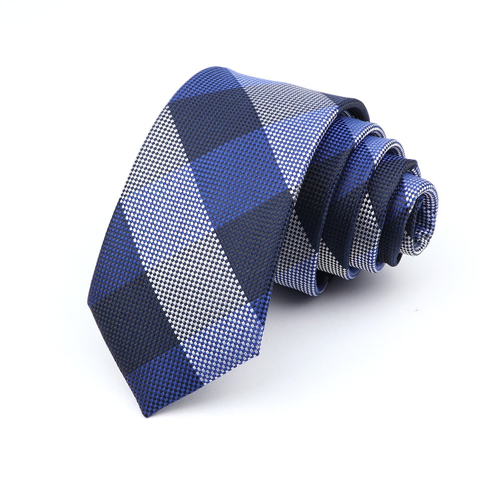 6cm Casual Ties For Men Skinny Tie Fashion Polyester Plaid Strip Necktie Business Slim Shirt Accessories Gift Cravate NO.31-61