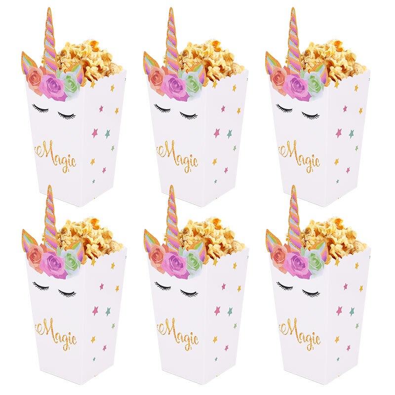 Unicorn Paper Candy Gift Bag Unicorn Party Cookie Popcorn Box for Kids Girl Birthday Party Decoration Supplies Baby Shower Favor